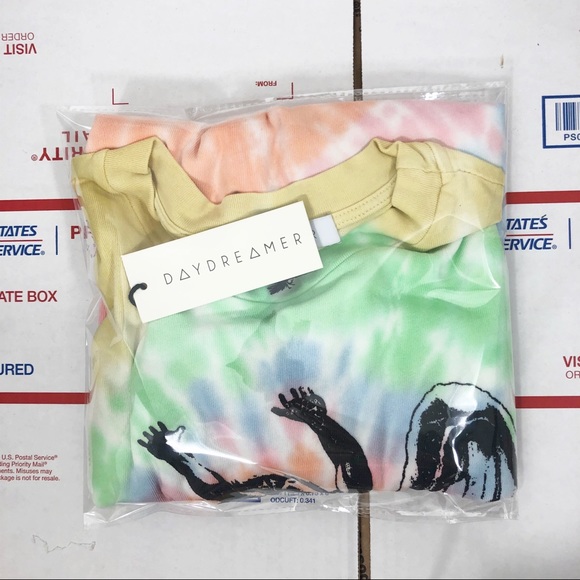 Daydreamer Led Zeppelin Icarus Tie Dye Tee in Faded Neon - Picture 10 of 10